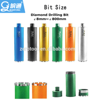 Foret diamanté Diamtool pour perçage humide de béton, usage intensif, diamètre 8-1000 mm, longueur 450 mm, taraudage UNC 1-1/4, pour perçage de trous