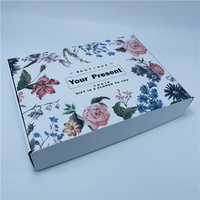 Boîte cadeau pliable en carton ondulé E-Flute imprimé motif floral personnalisé, emballage de luxe couleur pleine pour colis recyclables