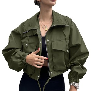 Nueva Colección de Otoño, Gabardina Corta con Cierre para Mujer, Color Sólido, a la Moda - Product Image 5