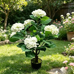 Artificial Hydrangea Green Plant Potted Flower <b>Tree</b> Decorative Piece for Living Room - Product Image 3