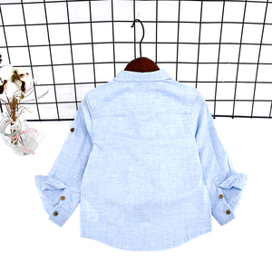 Chemises à col montant pour l'automne et le printemps, vêtements unis en pur coton pour bébés garçons, chemises à boutons pour enfants, chemises à manches longues pour adolescents - Product Image 6