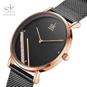 shenke K0106L Fashion Brand Women Wrist Watches Charm Round Waterproof Black Montre Femme Quartz Watch Ladies Watch