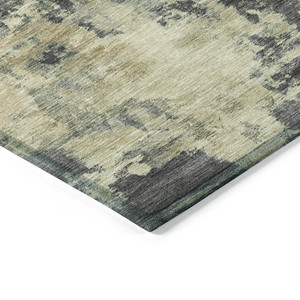 Tappeto esterno esterno lavabile HMS 8 'grigio e Beige rotondo astratto per interni/esterni