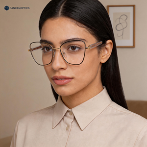 Cancan 89171 Monturas de Gafas de Metal Dorado Ovaladas de Aro Completo para Mujer con Lentes TAC - Diseño Retro Duradero con Varillas Escamosas para Uso Diario - Product Image 2