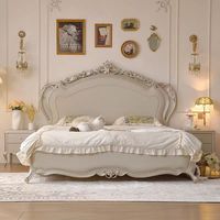 Mobilier européen de chambre à coucher en bois massif fait à la main lit classique de style européen lit royal doux au design de luxe