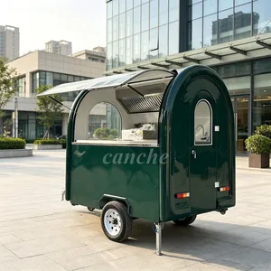 Carrito de Comida Móvil Estándar Alemán, Carrito de Catering para Snacks, Mini Remolque Verde para Pizza, Papas Fritas y Comida Rápida con Equipamiento - Product Image 1