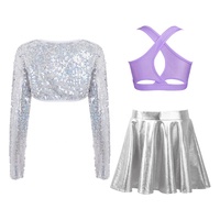 Ensemble de vêtements d'entraînement pour enfants 6-14 3 pièces pour enfants Sequin Girls Sublimation Internship Jazz Dance Costumes Stage Performance Wear