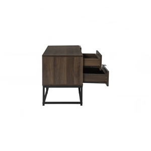 Durable 1.8m <b>Walnut</b> Colour CAPRI <b>TV</b> Cabinet Made in Malaysia Industrial Metal Frame Media Console for Heavy Duty Home Use - Product Image 5