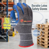 Gants de travail ventilés EN388 Snell 10G en polycoton sans couture, enduits de latex froissé, pour l'entretien et la manutention des matériaux