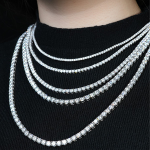 Collares de Plata de Ley 925 con Moissanita VVS de Color D de 2mm-6mm, Cadenas de Tenis de Moissanita Estilo Hip Hop Iced Out al por Mayor - Product Image 6