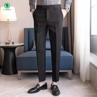 Pantalon Scolaire Homme Coupe Slim Couleur Café, Style Décontracté Devant Plat, Service OEM Personnalisé pour Uniforme Scolaire