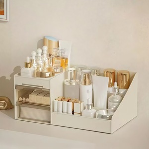 Organisateur de cosmétiques de bureau en PP noir avec tiroirs, boîte de rangement multifonctionnelle pour maquillage, capacité 2, pour salle de bain et bureau - Product Image 2
