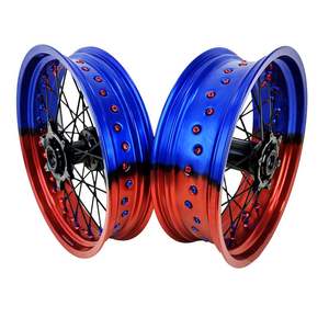 لون جديد يناسب KT <span class=keywords><strong>M</strong></span> EXC السنة 17*57*5.0 دراجة نارية Supermoto Motard عجلات ثنائية اللون - Product Image 2