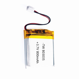 Lithium polymer rechargeable battery Battery battery 3,7 v 803035, 800mAh tewaycell - Product Image 2