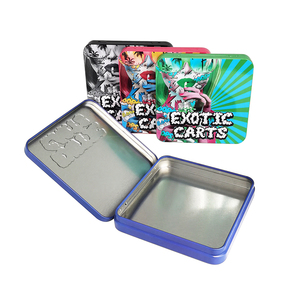 Wholesales Customized Printed Embossed Square Small Printed Hinged Eyebrow Pencil Eye Shadow Makeup Metal Tin Box