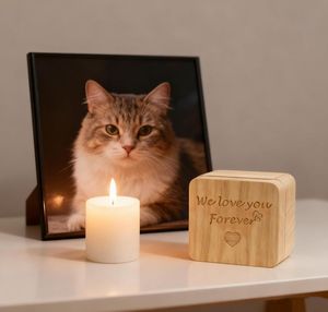 Caja Conmemorativa para Mascotas Ecológica de Alta Calidad, Ataúd de Madera para Cenizas de Perros y Gatos con Marco para Fotos, Recuerdo - Product Image 6
