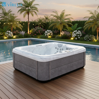 VIRLUX Jacuzzi compact 3 places pour petits terrains avec 37 jets de massage, baignoire inclinable pour couples et balcon
