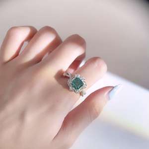 Moissanite ring 925 sterling zilver platina geplateerd <span class=keywords><strong>Asscher</strong></span> geslepen <span class=keywords><strong>2</strong></span> karaat Ice Tower gecertificeerd klauwzetting dames verlovingsring - Product Image 6