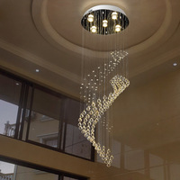 Luminaire suspendu dans le hall du centre commercial de l'hôtel Villa Long escalier K9 Crystal Ball Lustre Luminaire