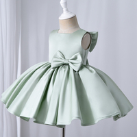 Vestido para Niñas de 2 a 13 Años al por Mayor, Vestido de Princesa para Niña Pequeña, Diseño Sólido ODM, Sin Mangas, Línea A, Hasta la Rodilla, Bordado a Mano, Lazo de Primavera