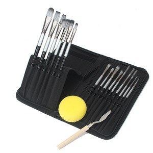 Haute Qualité 15 pièces Différentes Forme Artiste Pinceau Aquarelle Acrylique Peinture À <span class=keywords><strong>L</strong></span>'huile Brosses avec Mousse et Cas - Product Image 1