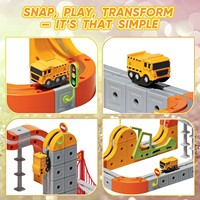 ITTL Circuit de Course Flexible 3D 117 Pièces avec Véhicule Électrique, Jouets de Construction DIY, Circuit de Voitures en Cubes, Jouets de Train Électrique pour Enfants