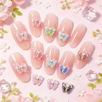 Breloques pour ongles en résine 3D en forme de papillon de dessin animé, ornements pour ongles en forme de papillon colorés et scintillants, mini décorations pour ongles Kawaii pour manucure DIY