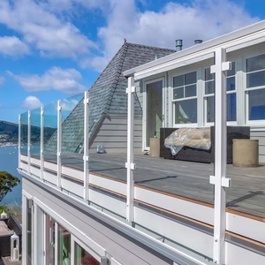 Système de balustrade en verre moderne en acier inoxydable avec poteau <span class=keywords><strong>pour</strong></span> escalier intérieur/extérieur, <span class=keywords><strong>balcon</strong></span>, terrasse, piscine, jardin, barrière - Product Image 1