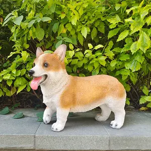 28cm Standing Corgi Dog Cute Toys Puppy Mini Figurine Model Realistic Resin