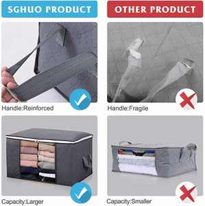 4 Bolsas de Almacenamiento Plegables de Gran Capacidad para Ropa, Organizadores de Tela No Tejida, Clásicas, Cuadradas, Plegables, Sostenibles - Product Image 6