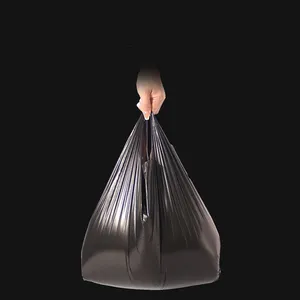 Bolsa de basura de plástico con cordón biodegradable, bolsas de basura de reciclaje, cinta de dibujo en rollo, respetuosas con el medio ambiente, colores blanco y negro