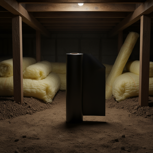 Rouleau de film plastique noir robuste 10 mil, 5 x 100 pieds, pour barrière anti-vapeur de sous-sol - Product Image 2