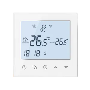 Pengontrol suhu ruangan 220v, termostat rumah pintar dengan layar LCD tombol sentuh wifi pemanas lantai