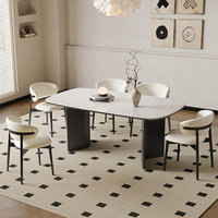 Table à manger moderne minimaliste en bois de frêne blanc, 4 chaises, style mi-siècle, pour maison, appartement, villa