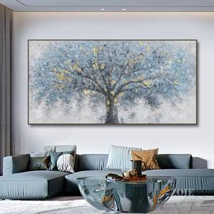 SQ pintado a mano paisaje abstracto pintura al óleo moderno gris <span class=keywords><strong>azul</strong></span> Árbol <span class=keywords><strong>de</strong></span> <span class=keywords><strong>la</strong></span> <span class=keywords><strong>vida</strong></span> arte <span class=keywords><strong>de</strong></span> <span class=keywords><strong>la</strong></span> pared pintura al óleo para decoración para sala <span class=keywords><strong>de</strong></span> estar - Product Image 4