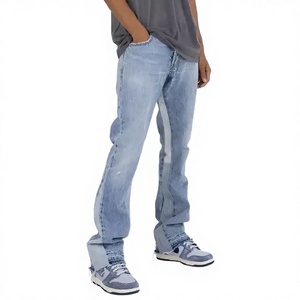 Men's High Street Flare <b>Pants</b> Mid Hip Hop Denim All New Autumn Collection Breathable Quick Dry Light-Colored Print Softener - Product Image 3