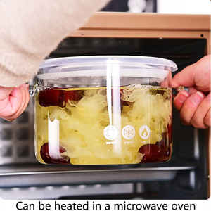 Pentola in Vetro Borosilicato Trasparente Resistente al Calore con Coperchio in Plastica, per Uso su Fornello e Microonde - Product Image 2