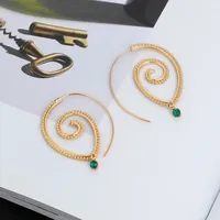 Boucles d'oreilles spirales CAOSHI pour femmes, couleur or, piercing, zircone cubique verte, boucles d'oreilles pendantes, nouveaux bijoux tendance