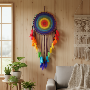 Atrapasueños Colorido de 40x120cm, Decoración de Pared con Plumas de Arcoíris, Diseño Mandala Bohemio - Product Image 2