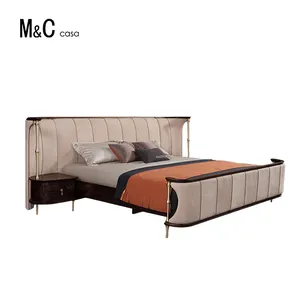 Çift döşemeli yataklar lüks tasarım Modern iitalyan deri High End kraliçe king-size yatak çerçeveleri satış mobilya yatak odası takımları