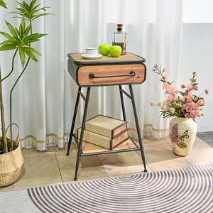 Mesa de Noche de Estilo Rústico Moderno, de Madera Maciza Hecha a Mano, Duradera, con 1 Cajón, Mueble Pequeño de Almacenamiento para Esquina, para Apartamento o Dormitorio - Product Image 1