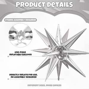 ลูกโป่งดาวสีเงินและสีทอง <span class=keywords><strong>6</strong></span> ลูก ขนาด 22/27 นิ้ว ลูกโป่งฟอยล์ปลายแหลมแบบระเบิด เหมาะสำหรับงานปาร์ตี้วันพ่อ - Product Image 6