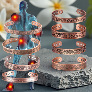 Bracelets magnétiques en cuivre pour soulager les douleurs articulaires, pour hommes et femmes, ensemble de bracelets plaqués en alliage de zinc de 25-35g, Y52085 - Product Image 1
