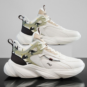 Baskets décontractées pour hommes Printemps 2026, blanches, respirantes, à lacets, tendance, polyvalentes, à semelle épaisse, antidérapantes, style 'Dad Shoes' - Product Image 4