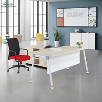 Scrivania Direzionale Moderna a L Bianca, Nuovo Design Contemporaneo, Tavolo Modulare in Metallo per Casa/Ufficio