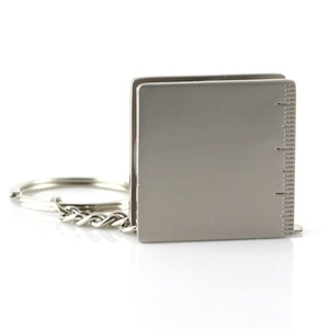 <b>Square</b> Measuring Tape Keychain 1.2m Stainless Steel Portable Metric Imperial Scale <b>Key</b> Ring - Product Image 2