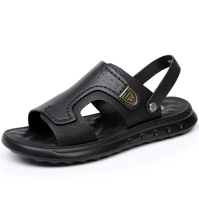 Genuine Leather Summer Slippers Men's Sandals Bow Tie Flip-Flops Clip Feet Beach Sandals Flat Bottom Sports Summer