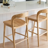 Runwood Neuer Moderner Minimalistischer Bar-Thekenstuhl für Zuhause, 75cm Höhe, mit Rückenlehne, Holz-Barhocker
