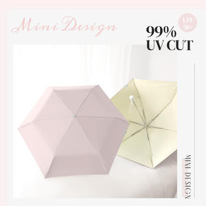 Parasol portable <span class=keywords><strong>ultra</strong></span>-léger et compact Parasol anti-UV pour femme avec <span class=keywords><strong>mini</strong></span> motif de pluie ou de brillance à trois plis - Product Image 2