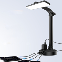 Lampe de bureau LED à col de cygne réglable 8W pour la maison, le bureau, la chambre à coucher, avec ports de charge USB et 2 prises AC